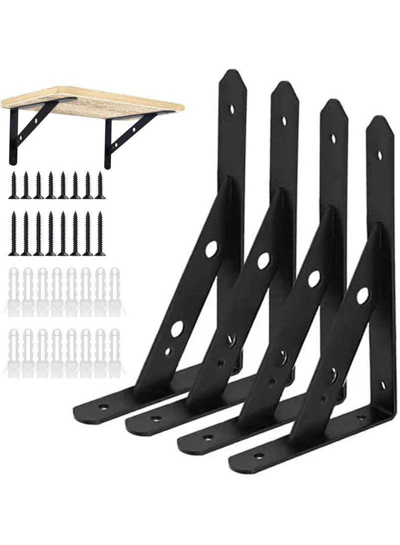 4 Pack Heavy Duty L Shelf Brackets 7.8x4.7 inch, 90 Degree Shelf Bracket for Wall, 66lbs Load Bearing 200x120mm - Image 1